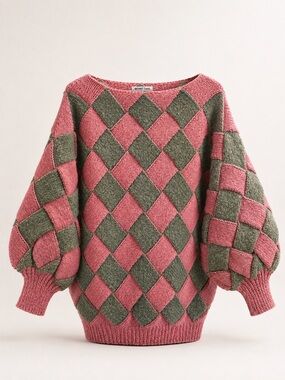 YARN POINT CRAFTS Hand Knit Cottagecore Puff Sleeve Sweater